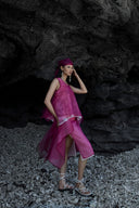 Celestia Draped Organza Midi Skirt for women, from CAOSTU, The Viet Concept