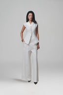 Linen Peplum Structured Waistcoat for women, from KEIRA TONG, The Viet Concept 