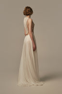 Songe Ivory Voile Lace Evening Gown for women, from POEM, The Viet Concept