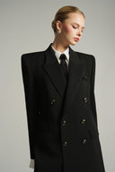 Noir Crystal Embellished Oversized Twill Blazer for women, from IHF STUDIO, from The Viet Concept 