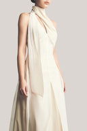 Yen Layered High Neck Floss Silk Ankle Length Dress for women, from TINH, The Viet Concept 