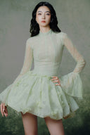 LINH PHUNG • Élance Couture Sequin Lace Bubble Mini Dress