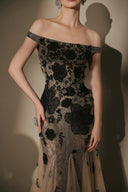 ARTI APPAREL • Celeste Embellished Lace Tulle Floor-Length Dress
