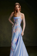 VONTIER DE MONTIER • Songbird Hand-Embroidered Taffeta Column Gown With Detachable Overskirt