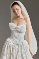 Sculpted Bow Ivory Crinkled Taffeta Ball Gown for women, from LINH DOAN, The Viet Concept