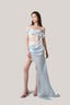 Light Blue Ventosa Asymmetrical Maxi Dress for women, from La Vierge, The Viet Concept 