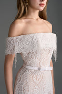 IHF STUDIO • Architectural Lace Off-Shoulder Crystal Dress