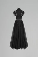 Goddess Crystal Embellished Satin Mesh Evening Gown for women, from DANG PHONG DESIGNER, The Viet Concept