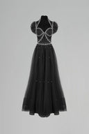 Goddess Crystal Embellished Satin Mesh Evening Gown for women, from DANG PHONG DESIGNER, The Viet Concept