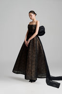Noir Éclipse Bow Midi Corset Gown for women, from LINH DOAN, The Viet Concept