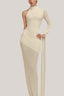 Hyperion Hourglass Asymmetric Sleeved Jersey Floor Length Dress for women, from Poem, The Viet Concept 