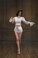 HUELLEY ROSE • Hatty Silk Brocade Lace-Trimmed Shorts