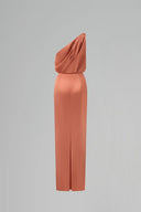 IHF ATELIER • Orange Satin Silk One-Shoulder Twisted Bustier Gown