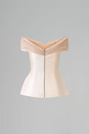 CALISTA • Dorell Off-Shoulder Double-Breasted Taffeta Peplum Top