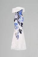 MARGÉE ATELIER • Vaelis Couture Off-Shoulder Painterly Print Taffeta Evening Gown