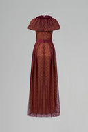 Dark Burgundy Lace A-Line Gown With Mini Cape & Jewel Waist for women, from IHF ATELIER, The Viet Concept 