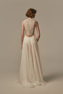 Songe Ivory Voile Lace Evening Gown for women, from POEM, The Viet Concept