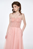 LUCILLA • Herin Crystal Embellished Strapless Tulle Midi Dress