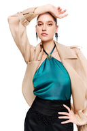 Aurelia Turquoise Silk Halterneck Top for women, from MR CRAZY & LADY SEXY, The Viet Concept 