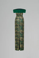 Off-Shoulder Metallic Jacquard Column Gown with Symmetric Bows for women, from IHF ATELIER, The Viet Concept 