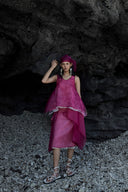 Celestia Draped Organza Midi Skirt for women, from CAOSTU, The Viet Concept