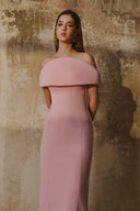 L' SCARLETT • Crystal 3D Sculpted Off-Shoulder Maxi