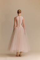 WHITE PLAN • Magnolia Couture Taffeta & Mesh Evening Gown