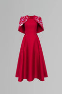 Austin A-line Cape Shoulder Zibeline Midi Dress for women, from Tiny Ink, The Viet Concept 