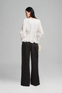 White Draped Balloon Blouse for women, from Lecia, The Viet Concept 