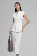 White Diane Collarless Jacket for women, from HOBB, The Viet Concept 