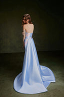 VONTIER DE MONTIER • Songbird Hand-Embroidered Taffeta Column Gown With Detachable Overskirt