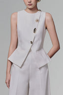 White Button-up Vest for women, from Keira Tong, The Viet Concept 