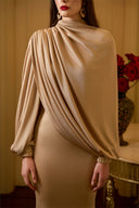 Celestia Asymmetric Sleeve Shimmer Jersey Mermaid Gown for women, from IHF ATELIER, The Viet Concept 