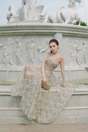 LINH PHUNG • Florélis Botanical Print Silk Chiffon Corset Maxi Dress