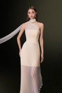 Jessie Asymmetric Mesh Overlay Gown for women, from JOSEPHINE, The Viet Concept 