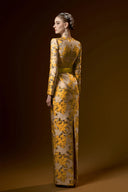 Metallic Jacquard Trapeze Neck Column Evening Gown for women, from IHF ATELIER, The Viet Concept