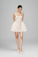 White Rosalie Fitted U-Neck Lace Mini Dress for women, from HUONG, The Viet Concept 