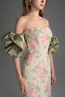 IHF STUDIO • Floral Brocade Silk Taffeta Midi Column Dress