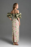 IHF STUDIO • Floral Brocade Silk Taffeta Midi Column Dress