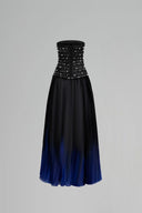 Noble Ombre Draped Satin Organza Evening Gown for women, from DANG PHONG DESIGNER, The Viet Concept