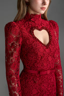 IHF STUDIO • Virelle Vine Floral Lace Heart-Cutout Mini Dress