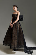 Noir Éclipse Bow Midi Corset Gown for women, from LINH DOAN, The Viet Concept