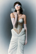 HA THANH VIET • Sterling Sculpted Corset Draped Maxi Dress