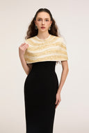 21SIX • Naomi Crepe & Silk Taffeta Embellished Cape Gown