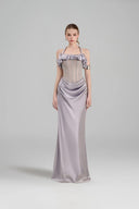 LINH PHUNG • Valencia Draped Silk Halter Corset Evening Gown