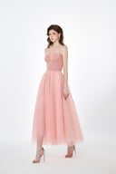 LUCILLA • Herin Crystal Embellished Strapless Tulle Midi Dress