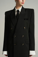 Noir Crystal Embellished Oversized Twill Blazer for women, from IHF STUDIO, from The Viet Concept 