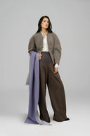 Grey Wool Boxy Collarless Jacket for women, from LECIA, The Viet Concept 