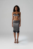 Marta Satin Lace-Trim Low-Rise Skirt for women, from HUELLEY HUELLEY, The Viet Concept
