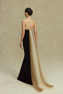 BYDI • Claire Beaded Illusion Mesh Velvet Evening Gown